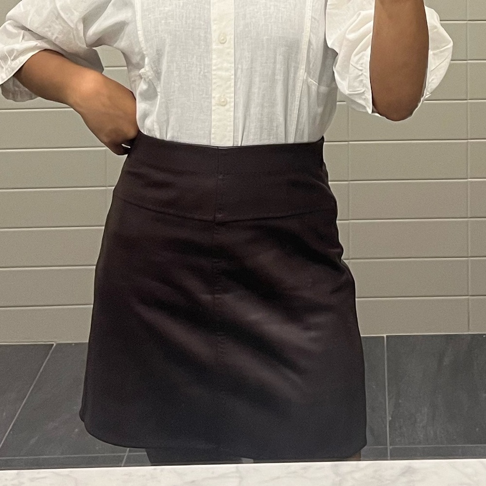 Brown leather mini skirt